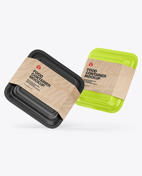Two Food Containers  Kraft Labels Mockup