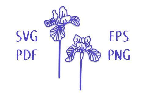 Download Two Iris Flowers SVG Cut File Printable