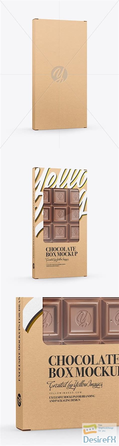 Two Kraft Chocolate Box  Window Mockup Half Side View