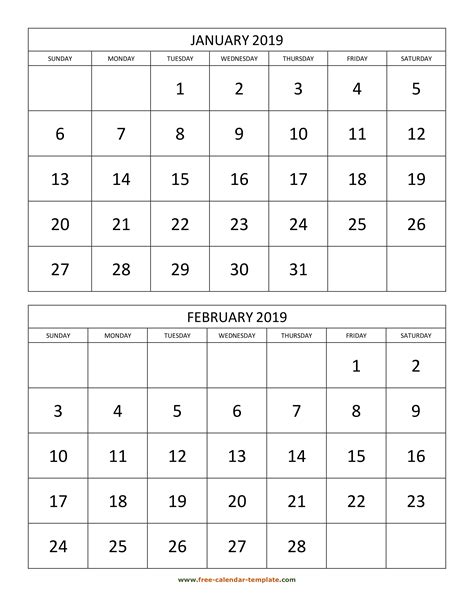 Two Month Blank Calendar