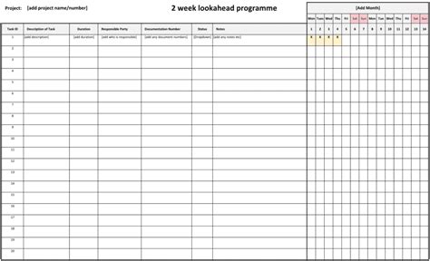 Two Week Look Ahead Template