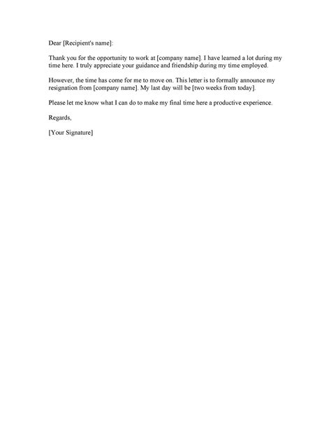 2 Week Notice Sample Letters