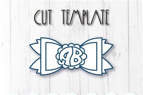 Two letter monogram Hair bow template SVG, DXF, PDF with DIY tutorial