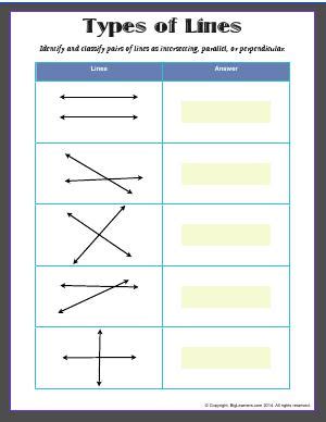 Types Of Lines Worksheet