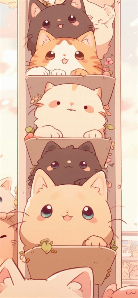 Types of Cute Anime Cat iPhone Wallpapers