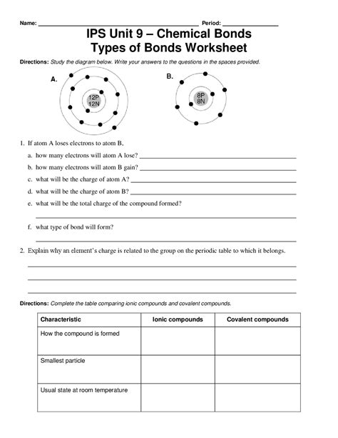 Types Of Bonds Worksheet