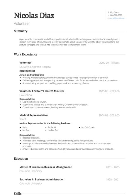 Types Of Volunteer Work For Resume