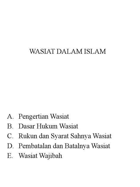 Types Of Wasiat In Islam