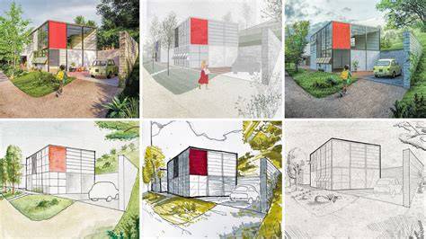 Different architecture visualization techniques like 3D modeling, rendering, and animation