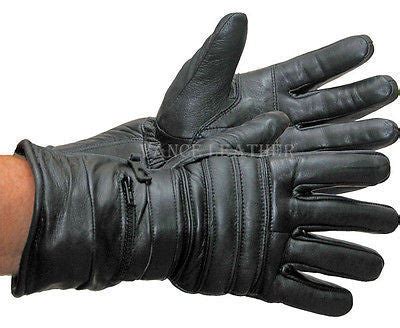 Vance VL419 Men's Black Padded and Insulated Winter Gauntlet Leather Gloves Image