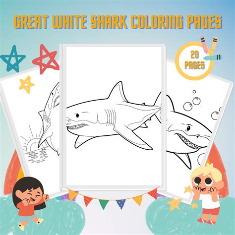 Types of Great White Shark Coloring Pages Available