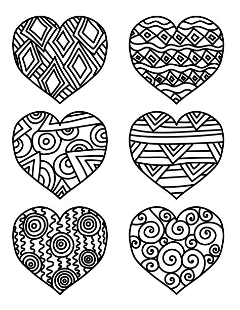 Types of Heart Printables Coloring Pages Designs