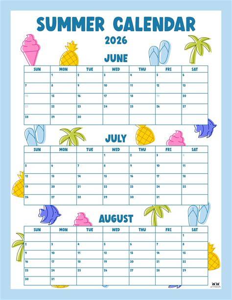 Types of Printable Summer Calendars