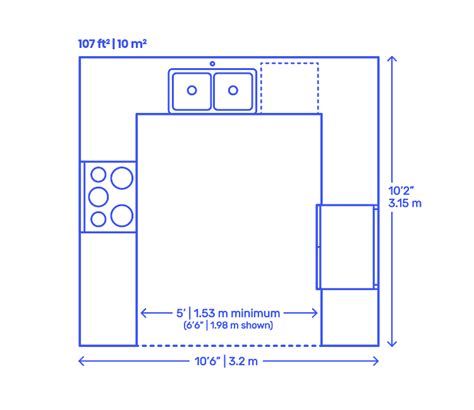 U Shape Kitchen Dimensions