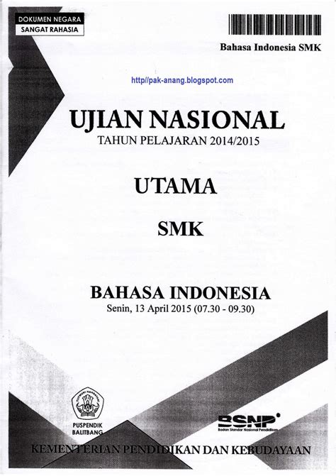 Download Soal UN SMK Bahasa Indonesia dan Pembahasannya
