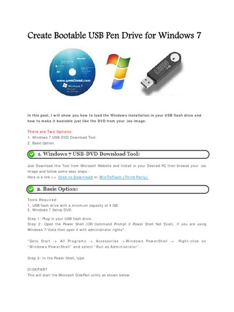 USB Drive Compatibility with Booting from USB Windows 7