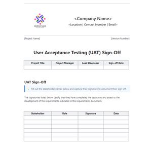 Uat Sign Off Template