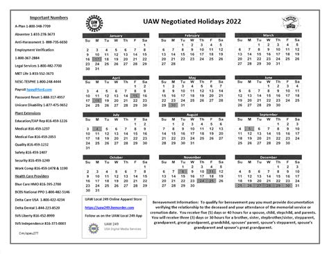Uaw Holiday Calendar 2024