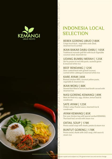 Ubud Kemangi Resto menu