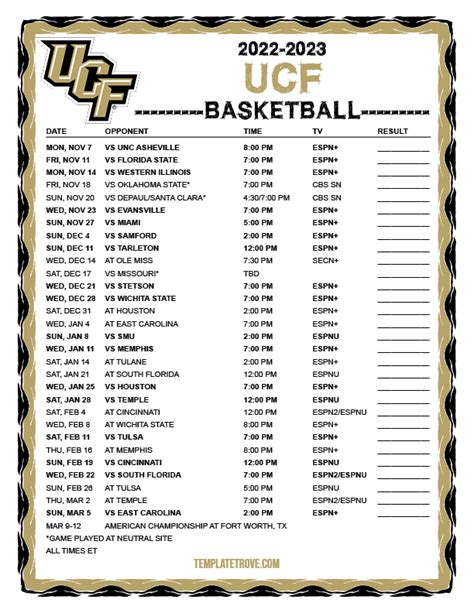 UCF Soul Knights Schedule