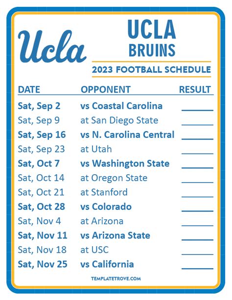 Printable 20222023 UCLA Bruins Basketball Schedule