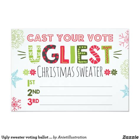 Ugly Christmas Sweater Contest Voting Ballots Free Printable