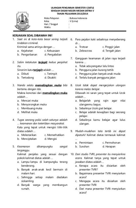 Ulangan Bahasa Indonesia Kelas 5 Subheading