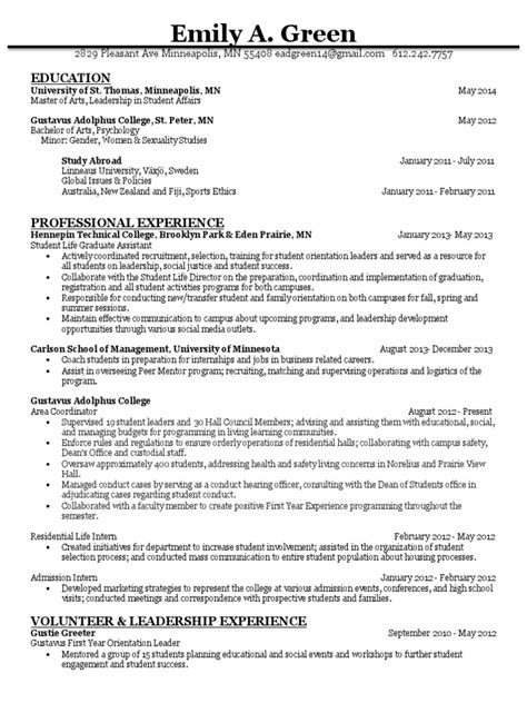 Umn Resume Template