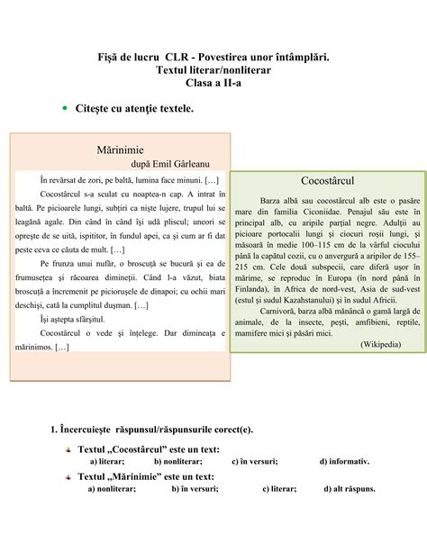 Un Text Literar Scurt