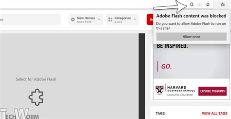 Unblocking Adobe Flash Player On Edge