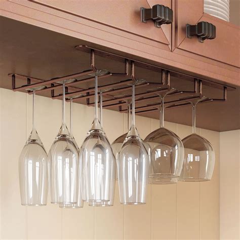1 3 Row Stainless Steel wine glass rack hanging bar glass holder Stemware Rack Under