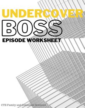 Undercover Boss Worksheet
