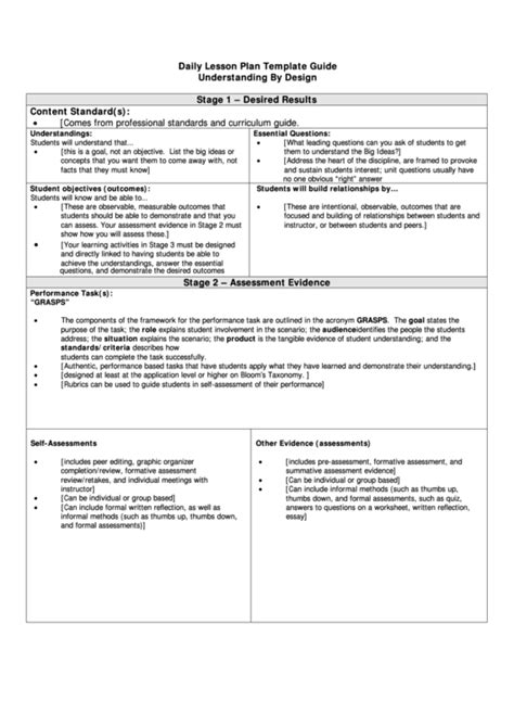 Understanding By Design Lesson Plan Template