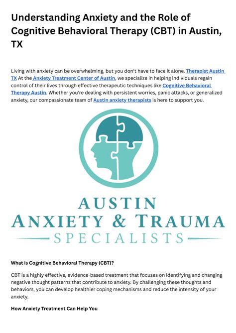 Understanding Cognitive Behavioral Therapy in Austin