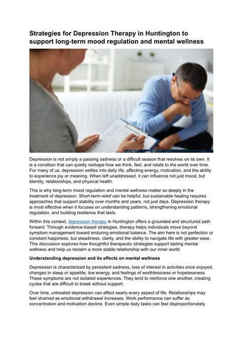 Understanding Depression Therapy in Huntington
