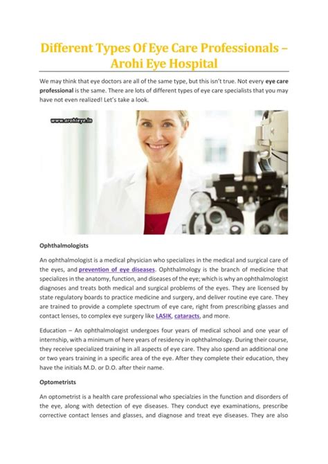 Understanding Different Types of Eye Care Professionals