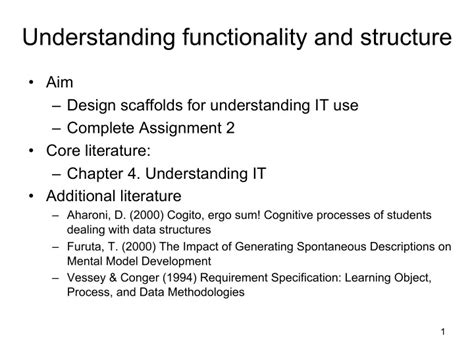 Understanding Functionality