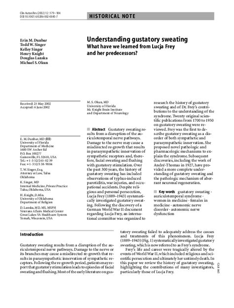 Understanding Gustatory Sweating