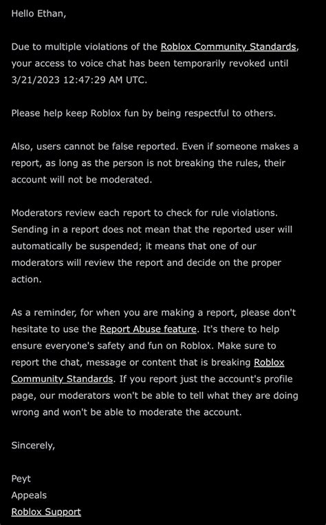 Understanding Moderation Messages – Roblox Support