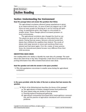 Understanding Our Environment Worksheet Answer Key