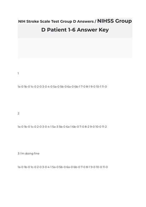 Understanding the NIHSS Test Group D Answers 2023