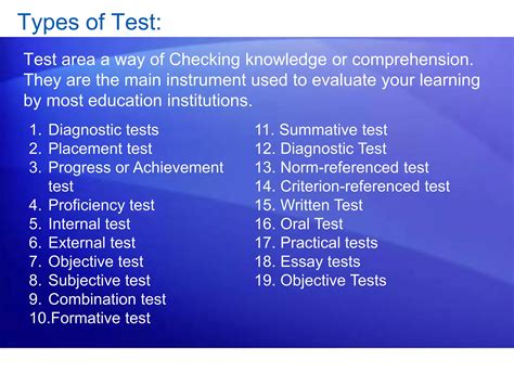 Understanding the Tests