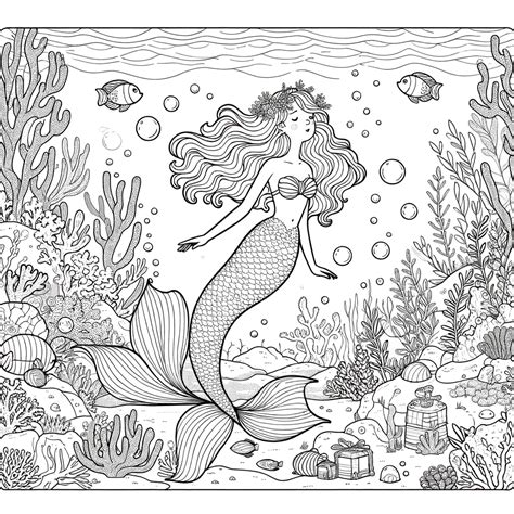 Underwater Mermaid Coloring Pages
