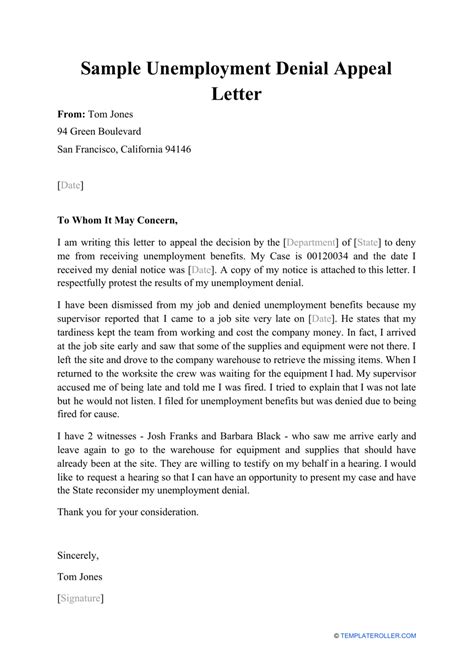 Example Of Unemployment Appeal Letter Latter Example Template