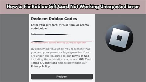 Unexpected Error Roblox Gift Card