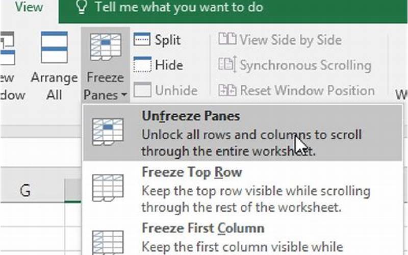Unfreeze Panes In Excel