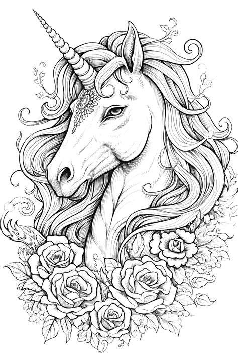 Unicorn And Roses Coloring Pages