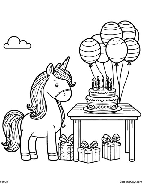 Unicorn Birthday Coloring Pages Free