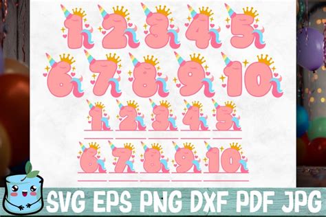 Download Unicorn Birthday Numbers Bundle Commercial Use DXF Files
