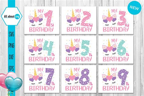 Download Unicorn Birthday Numbers Bundle Printable